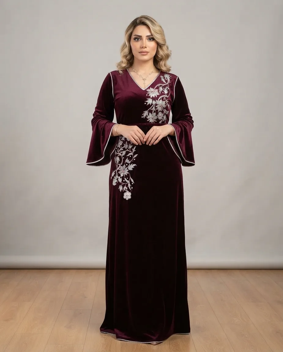 Robe kaftan en velours royal