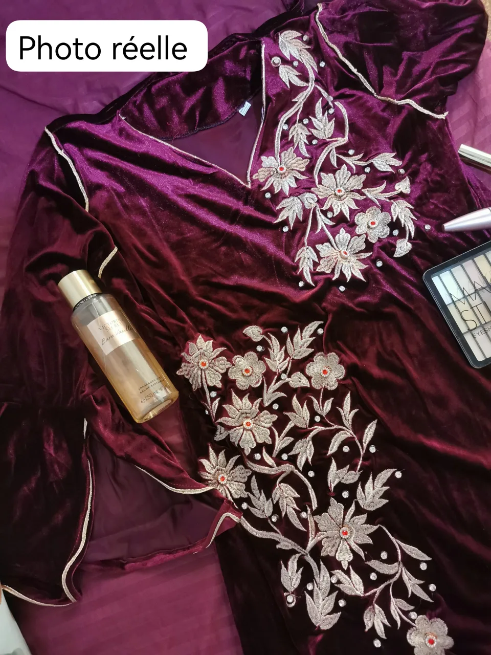 Robe kaftan en velours royal, Photo 7