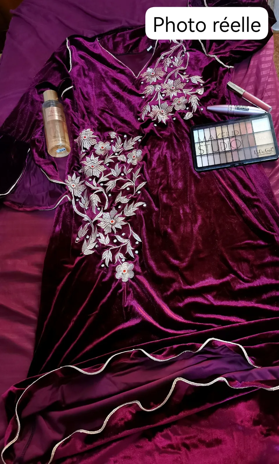 Robe kaftan en velours royal, Photo 6